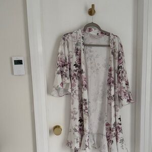 Birdy Grey Floral Robe - White and Purple